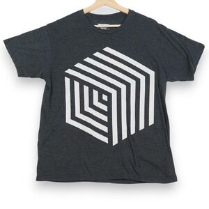 Design By Humans Mens Graphic Tee‎ Medium Geometric Spiral Gray Minimalist
